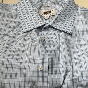 Joseph Abboud Gray Checkered Dress Shirt